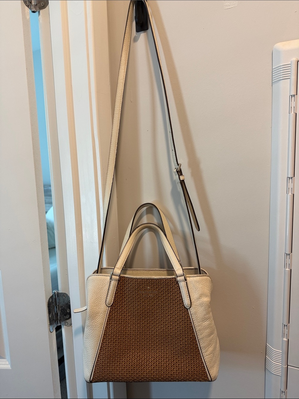 kate spade Cream and Brown Woven Shoulder Bag